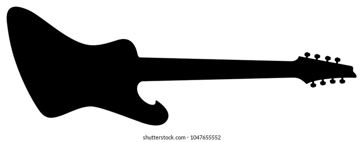 High Quality Hand Drawn Black Silhouette of an Heavy Metal Guitar