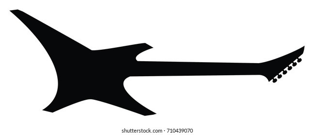 High Quality Hand Drawn Black Silhouette of and Heavy Metal Guitar