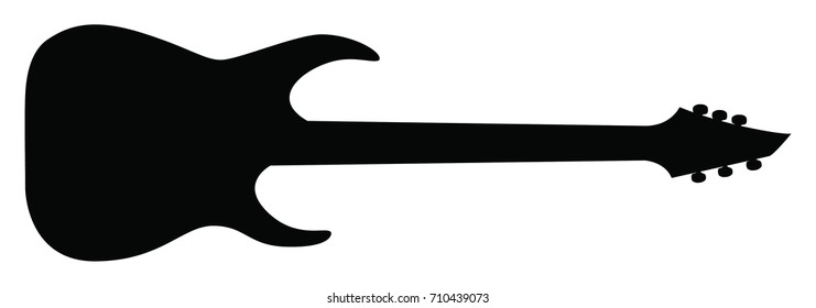 High Quality Hand Drawn Black Silhouette of and Heavy Metal Guitar