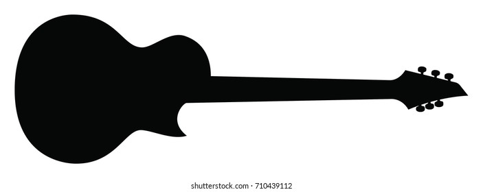 High Quality Hand Drawn Black Silhouette of and Heavy Metal Guitar