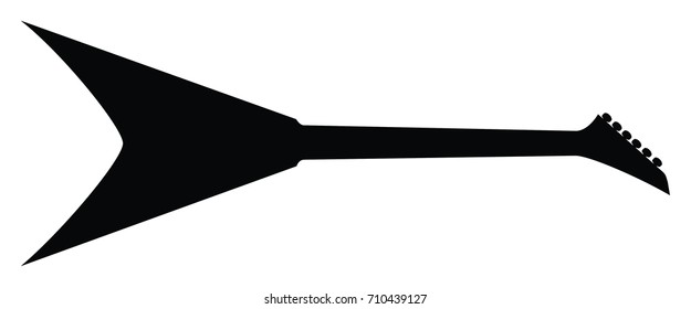 High Quality Hand Drawn Black Silhouette of and Heavy Metal Guitar