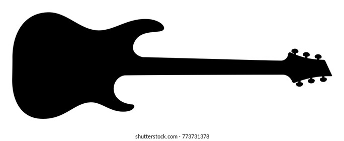 High Quality Hand Drawn Black Silhouette of and Heavy Metal Guitar