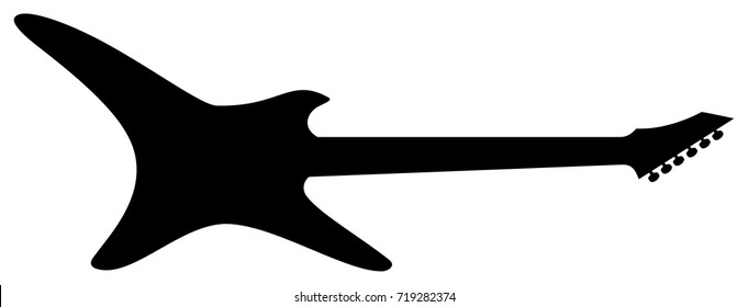High Quality Hand Drawn Isolated Silhouette of a Heavy Metal Guitar