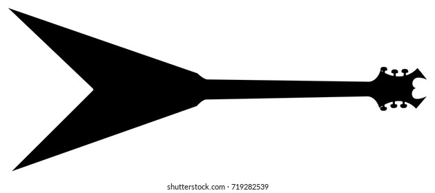 High Quality Hand Drawn Isolated Silhouette of a Heavy Metal Guitar