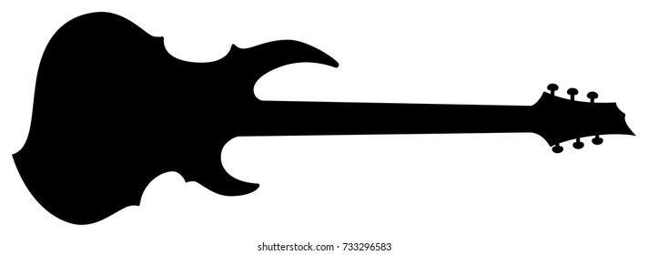 High Quality Hand Drawn Isolated Silhouette of an Electric Guitar