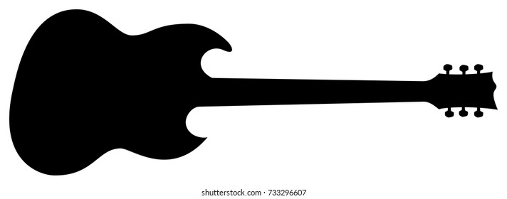 High Quality Hand Drawn Isolated Silhouette of an Electric Guitar