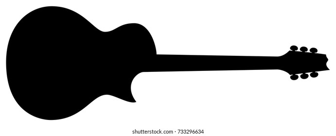 High Quality Hand Drawn Isolated Silhouette of an Electric Guitar