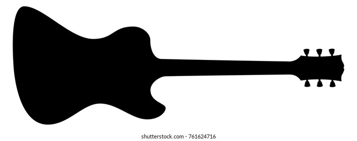 High Quality Hand Drawn Isolated Silhouette of an Electric Guitar