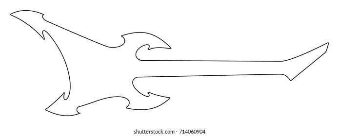 High quality hand drawn silhouette of heavy metal guitar