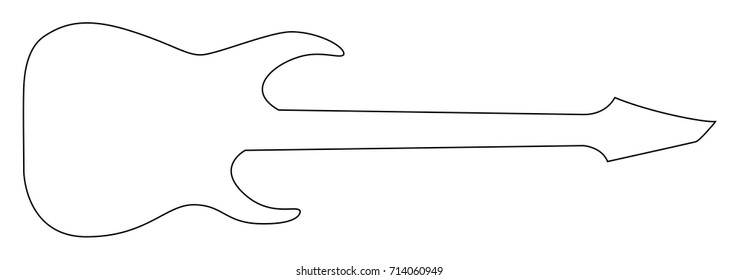 High quality hand drawn silhouette of heavy metal guitar