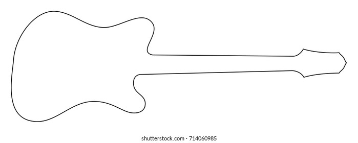 High quality hand drawn silhouette of heavy metal guitar