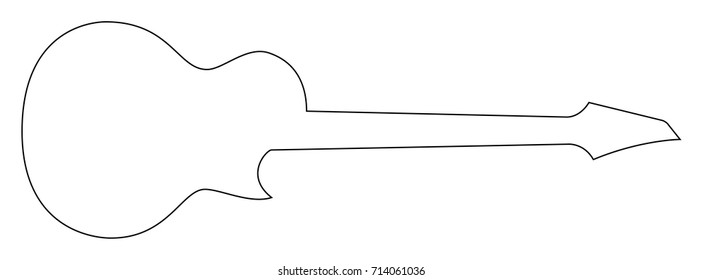 High quality hand drawn silhouette of heavy metal guitar