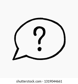 High quality hand drawn vector illustration of speech bubble with a question mark inside isolated on white background