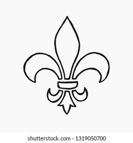 High quality hand drawn vector illustration of a fleur de lis (Lily) isolated on white background
