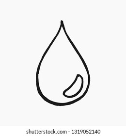 High quality hand drawn vector illustration of a water drop linear icon isolated on white background