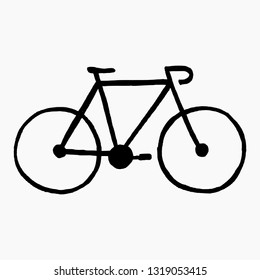 High quality hand drawn vector illustration of racing bicycle icon isolated on white background