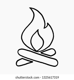 High Quality Hand Drawn Vector Doodle Illustration Of A Camp Fire Icon Isolated On White Background