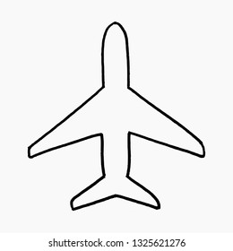 High quality hand drawn vector illustration doodle of an airplane icon view from above isolated on white background