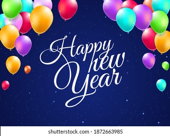 High Quality Happy New Year on Gradient Background . Isolated Vector Elements