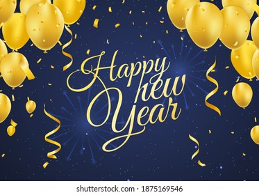 High Quality Happy New Year on Gradient Background . Isolated Vector Elements