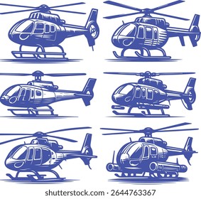 high quality helicopter silhouettes vector set 