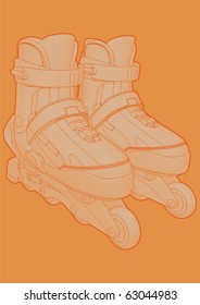 High quality, highly detailed illustration of a pair of roller blades.