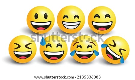 high quality icon 3d vector round yellow bubble emoticons social media Exercise Grinning Tears ROFL LOL Sweat Laughing chat comment reactions template face tear laughter emoji character message Stock photo © 