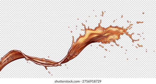 High quality illustration of a dynamic cola or coffee splash. Rich brown tones create a sense of energy and movement. Perfect for beverage branding and advertising.