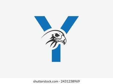 High quality illustration of a eagle head with latter Y for logo and icons