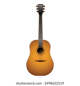 High quality image of a classic acoustic guitar with a warm sunburst finish isolated on a white background