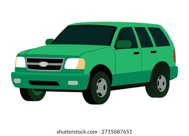 High quality image of a green SUV isolated on a white background, featuring modern sport utility vehicle design, transportation concept, automotive industry use and clean studio presentation.