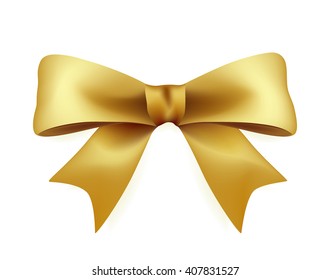 High Quality Label with Gold Bow on White Background. Vector Isolated Illustration.