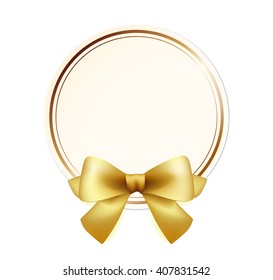 High Quality Label with Gold Bow on White Background. Vector Isolated Illustration.