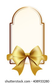 High Quality Label with Gold Bow on White Background. Vector Isolated Illustration.
