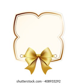 High Quality Label with Gold Bow on White Background. Vector Isolated Illustration.