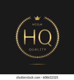 High quality label. Golden laurel wreath, sale promotion icon