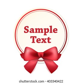High Quality Label with Red Bow on White Background. Vector Isolated Illustration.