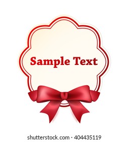High Quality Label with Red Bow on White Background. Vector Isolated Illustration.