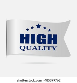 High quality label, silver ribbon badge illustration