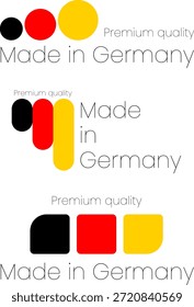 Etiquetas de alta calidad diseñadas en un estilo plano moderno con colores atrevidos inspirados en Alemania