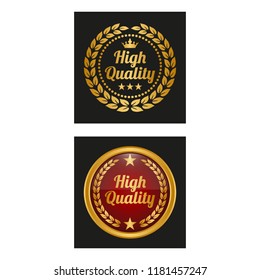 High quality labels with laurel wreath in two versions. Vector illustration.
