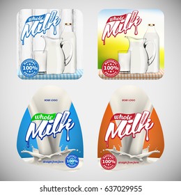 High quality labels of whole natural milk ready for your design and branding