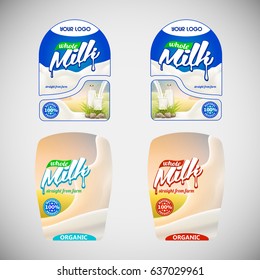 High quality labels of whole natural milk ready for your design and branding
