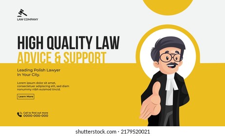 High quality law advice and support landscape banner design template.