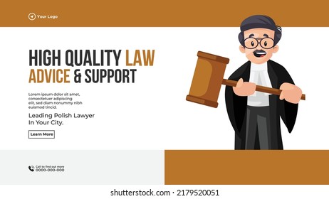 High quality law advice and support landscape banner design template.