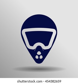 High quality light Blue motorcycle helmet. Sport icon on a gray background