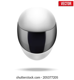 High quality light white motorcycle helmet. Sport vector Illustration Isolated on white background.