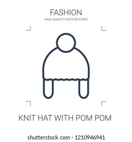 high quality line knit hat with pom pom icon on white background. from fashion collection flat trendy vector knit hat with pom pom symbol. use for web and mobile