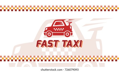 High quality logo concept features a fast taxi cab. Great design for taxi service. Stock vector logotype.