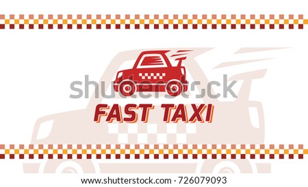 High quality logo concept features a fast taxi cab. Great design for taxi service. Stock vector logotype.